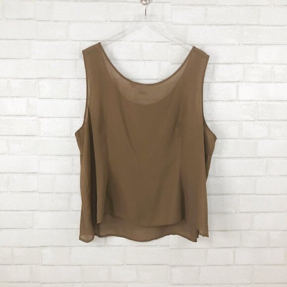 Emma James Animal Print Sheer Wrap Blouse & Brown Sheer Tank Top Size 24W - Picture 5 of 6